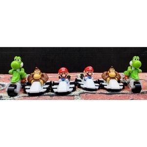 Mario Kart Mario/ Yoshi/ Donkey Kong Toy Racers! Set of 6! Fast Shipping!